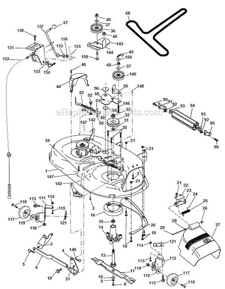 Page J Diagram and Parts List for S165H42A  Weed Eater Lawn Tractor